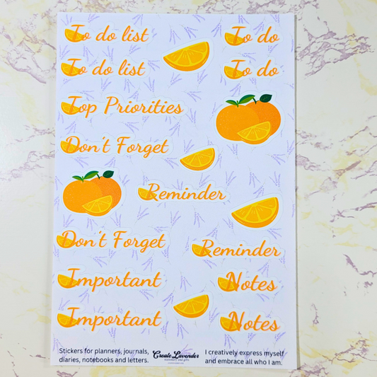 Orange Notes Sticker Sheet