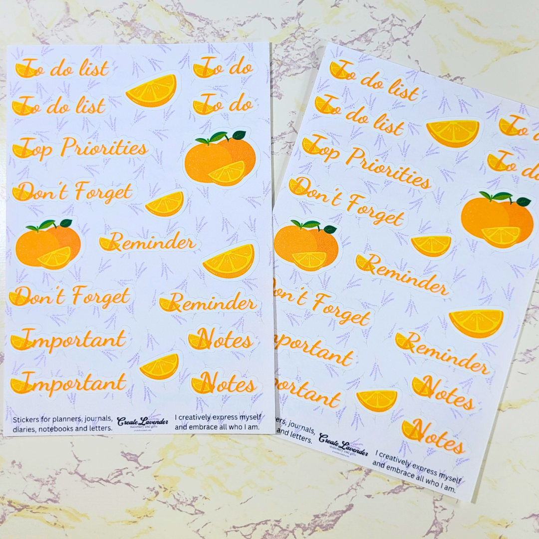 Orange Notes Sticker Sheet