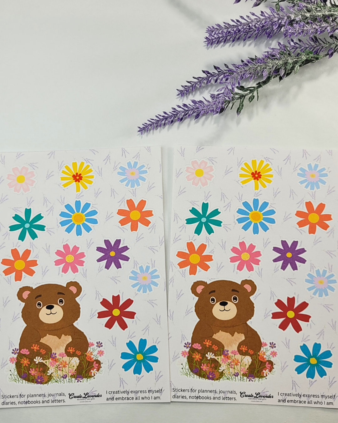 Sweet Bear Floral Sticker Sheet