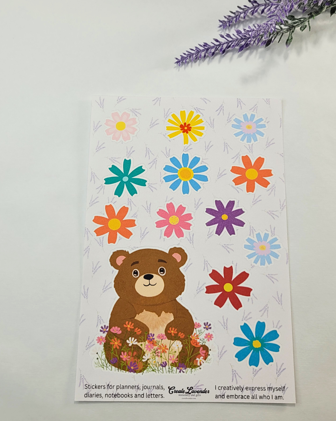 Sweet Bear Floral Sticker Sheet