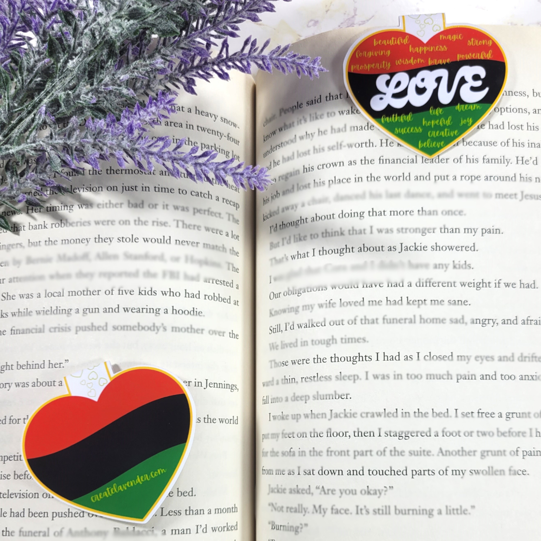 Black Love Heart Magnetic Bookmark