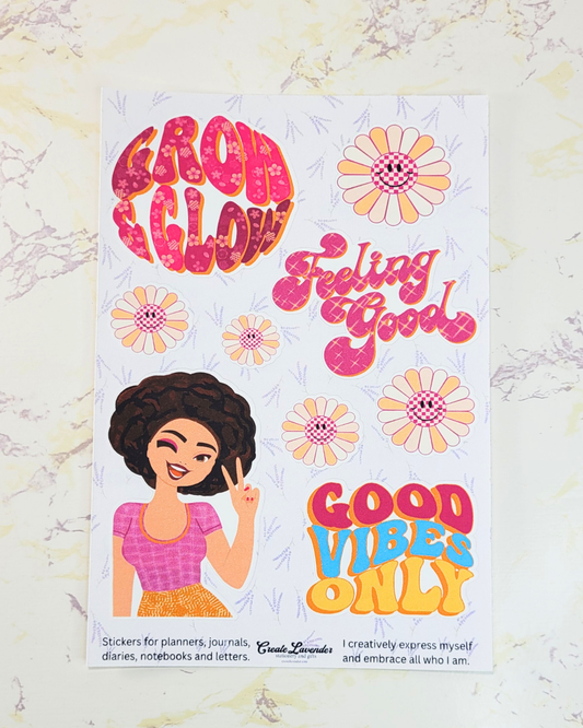 Peace and Vibes Sticker Sheet