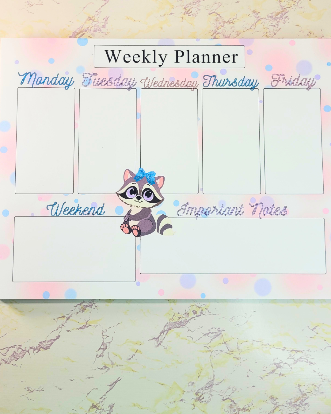 Pretty Raccoon Weekly Notepad