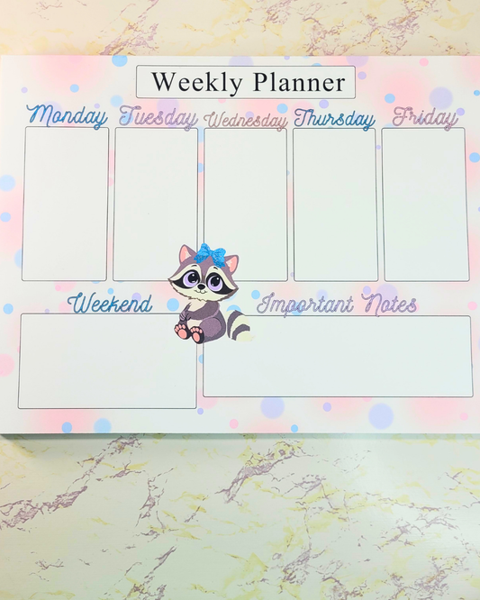 Pretty Raccoon Weekly Notepad