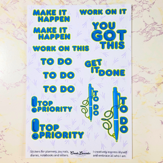 To Do Bubble Letters Sticker Sheet