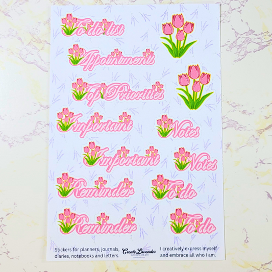 Tulip Notes Sticker Sheet